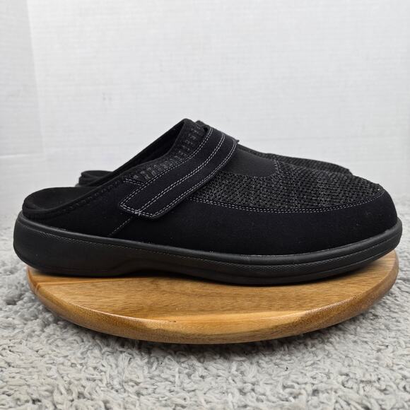 Orthofeet Mens 12EE Hudson Black Comfort Lifestyle Daily Clog Slipper 334 Wide - Picture 3 of 11